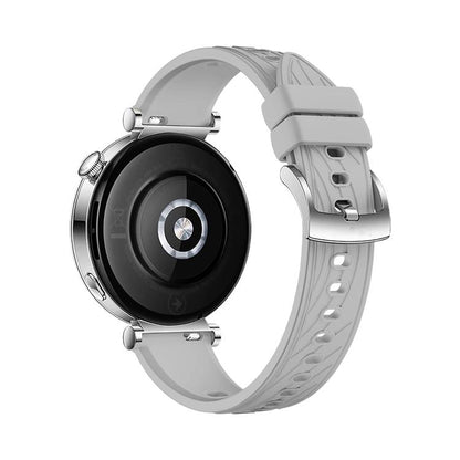 Kalebol 18mm Universal Textured Silicone Silver Buckle Strap(Light Grey) by Kalebol