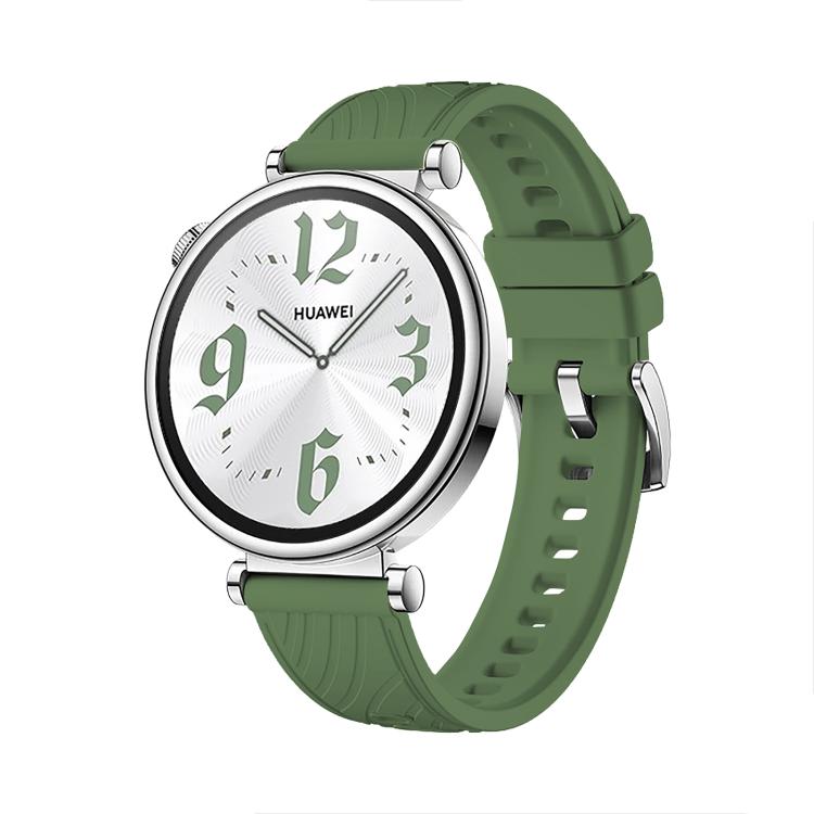 Kalebol 18mm Universal Textured Silicone Silver Buckle Strap(Spruce Green) by Kalebol