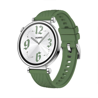 Kalebol 18mm Universal Textured Silicone Silver Buckle Strap(Spruce Green) by Kalebol