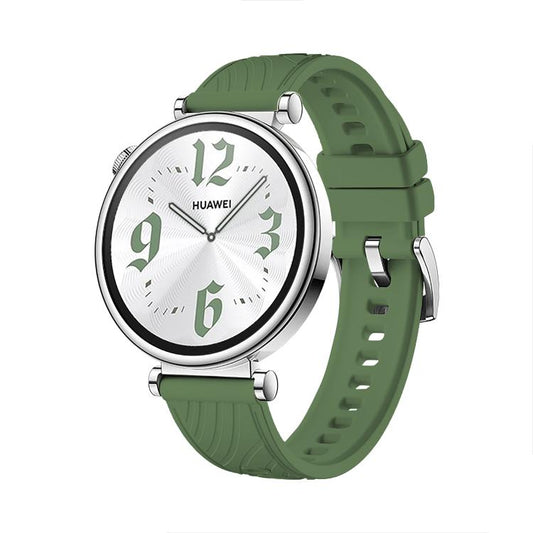 Kalebol 18mm Universal Textured Silicone Silver Buckle Strap(Spruce Green) by Kalebol
