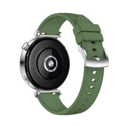 Kalebol 18mm Universal Textured Silicone Silver Buckle Strap(Spruce Green) by Kalebol