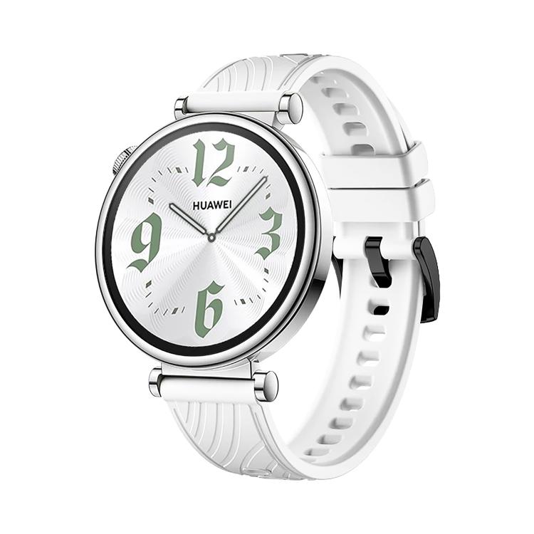 Kalebol 18mm Universal Textured Silicone Black Buckle Strap(White) by Kalebol