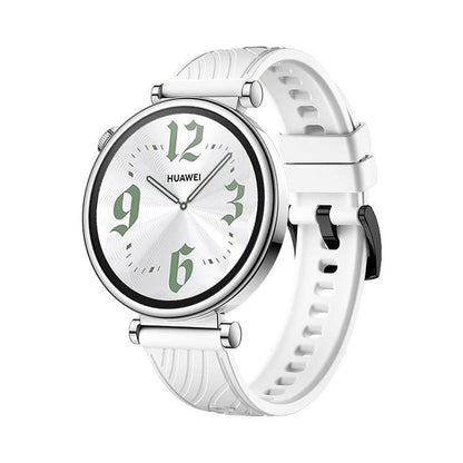 Kalebol 18mm Universal Textured Silicone Black Buckle Strap(White) by Kalebol