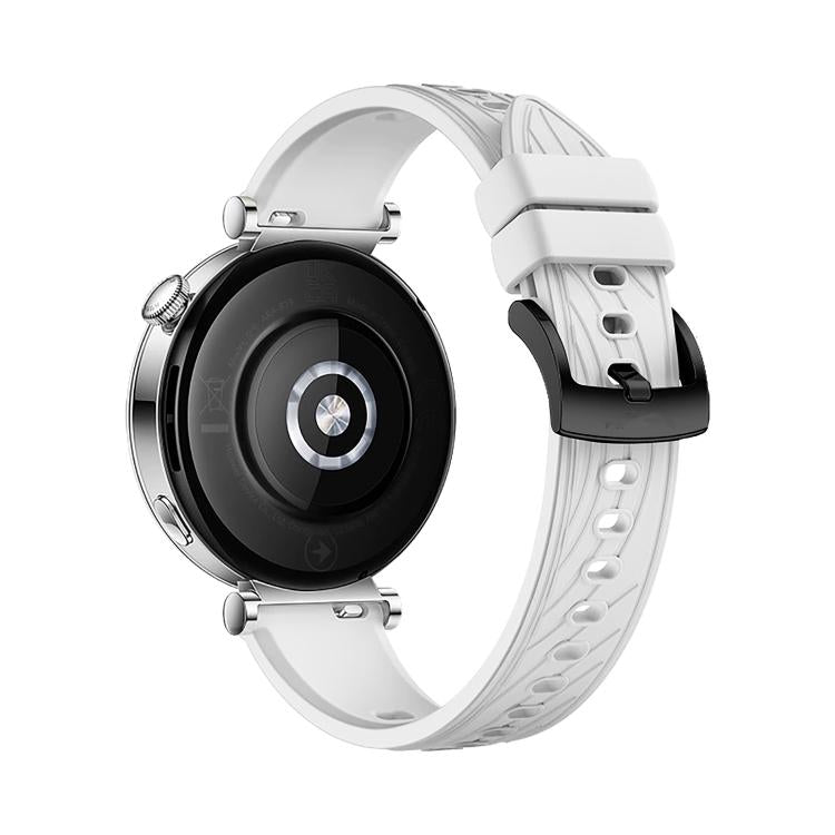 Kalebol 18mm Universal Textured Silicone Black Buckle Strap(White) by Kalebol