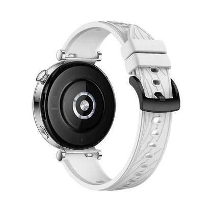 Kalebol 18mm Universal Textured Silicone Black Buckle Strap(White) by Kalebol