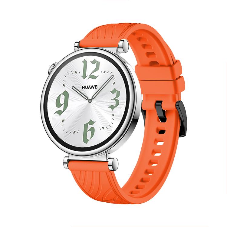 Kalebol 18mm Universal Textured Silicone Black Buckle Strap(Orange) by Kalebol