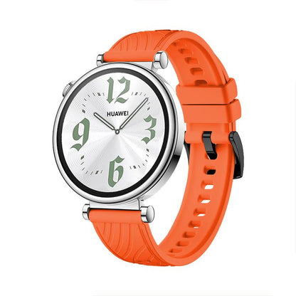 Kalebol 18mm Universal Textured Silicone Black Buckle Strap(Orange) by Kalebol