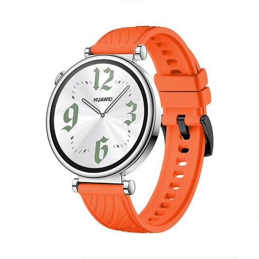 Kalebol 18mm Universal Textured Silicone Black Buckle Strap(Orange) by Kalebol