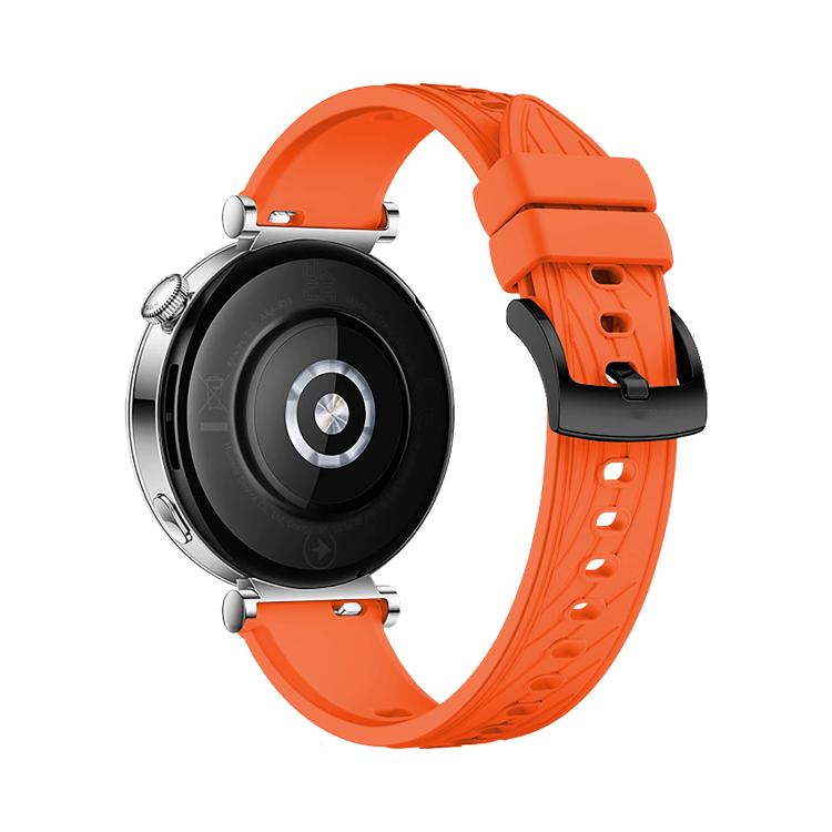Kalebol 18mm Universal Textured Silicone Black Buckle Strap(Orange) by Kalebol