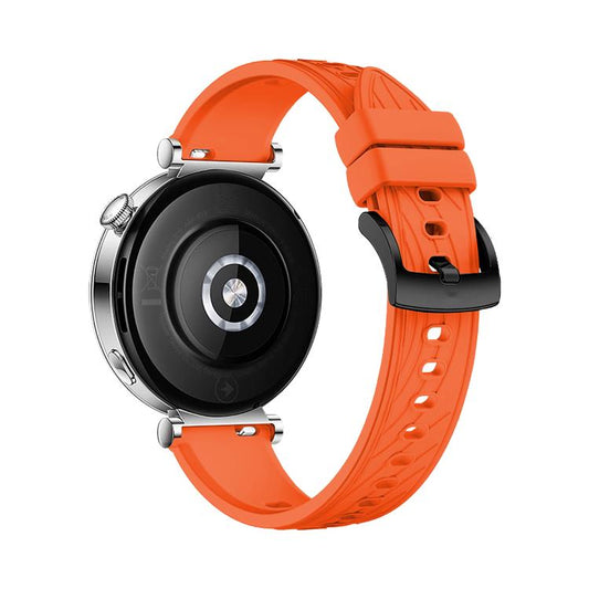 Kalebol 18mm Universal Textured Silicone Black Buckle Strap(Orange) by Kalebol