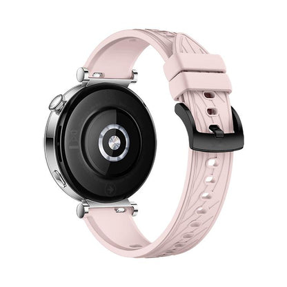 Kalebol 18mm Universal Textured Silicone Black Buckle Strap(Pink) by Kalebol