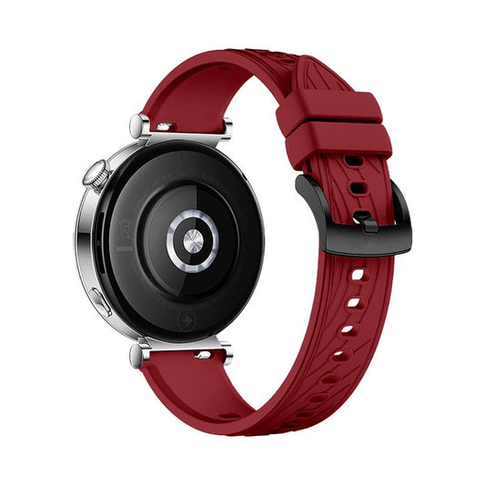 Kalebol 18mm Universal Textured Silicone Black Buckle Strap(Red) by Kalebol