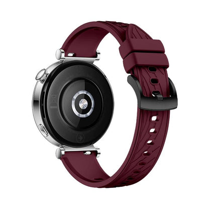 Kalebol 18mm Universal Textured Silicone Black Buckle Strap(Wine Red) by Kalebol