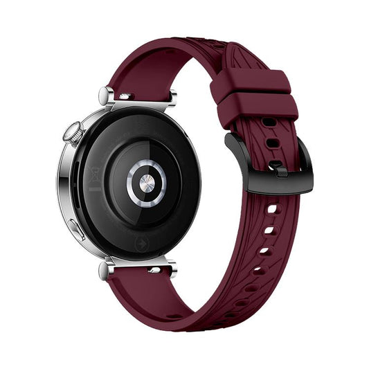 Kalebol 18mm Universal Textured Silicone Black Buckle Strap(Wine Red) by Kalebol