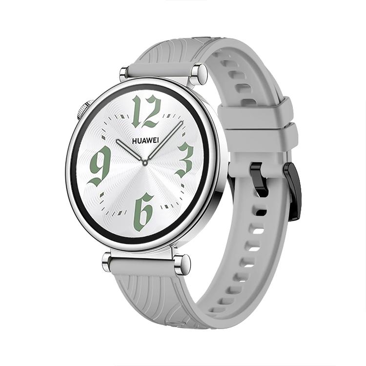 Kalebol 18mm Universal Textured Silicone Black Buckle Strap(Light Grey) by Kalebol