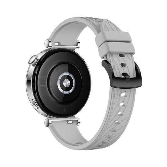 Kalebol 18mm Universal Textured Silicone Black Buckle Strap(Light Grey) by Kalebol