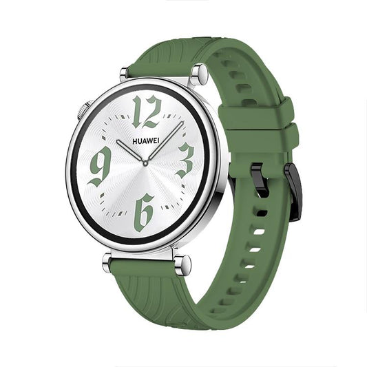 Kalebol 18mm Universal Textured Silicone Black Buckle Strap(Spruce Green) by Kalebol