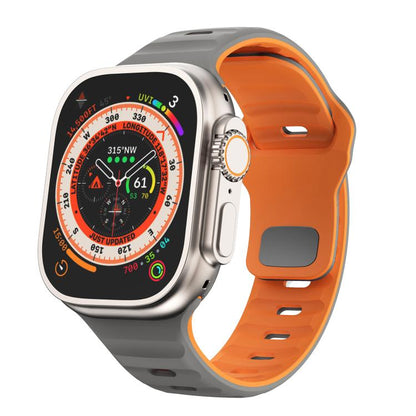 For Apple Watch 42mm / 41mm / 40mm / 38mm Kalebol Wave Reverse Buckle Two-color Silicone Strap(Space Grey Orange) by Kalebol