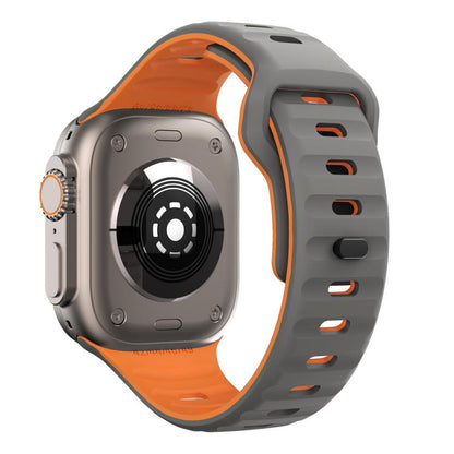 For Apple Watch 42mm / 41mm / 40mm / 38mm Kalebol Wave Reverse Buckle Two-color Silicone Strap(Space Grey Orange) by Kalebol