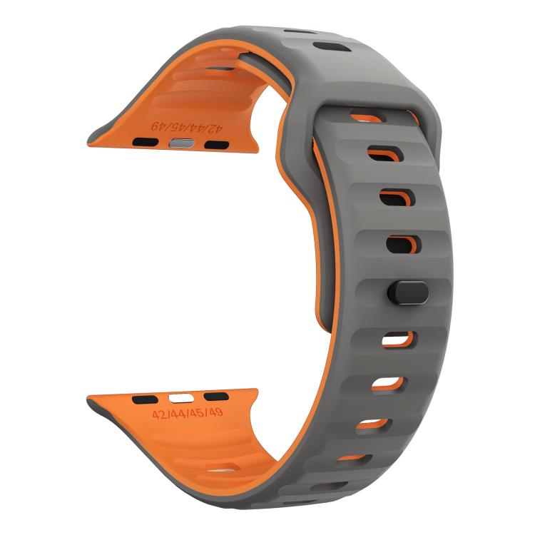 For Apple Watch 42mm / 41mm / 40mm / 38mm Kalebol Wave Reverse Buckle Two-color Silicone Strap(Space Grey Orange) by Kalebol
