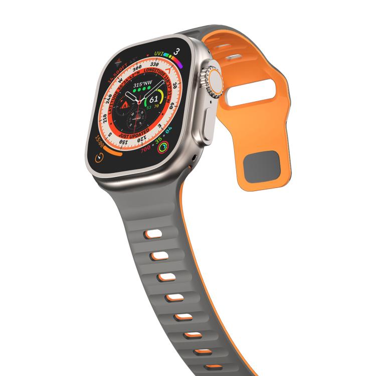 For Apple Watch 42mm / 41mm / 40mm / 38mm Kalebol Wave Reverse Buckle Two-color Silicone Strap(Space Grey Orange) by Kalebol