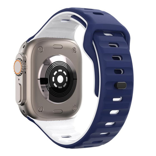 For Apple Watch 42mm / 41mm / 40mm / 38mm Kalebol Wave Reverse Buckle Two-color Silicone Strap(Midnight Blue White) by Kalebol