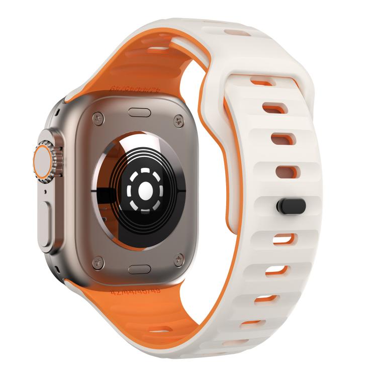 For Apple Watch 42mm / 41mm / 40mm / 38mm Kalebol Wave Reverse Buckle Two-color Silicone Strap(Starlight Orange) by Kalebol