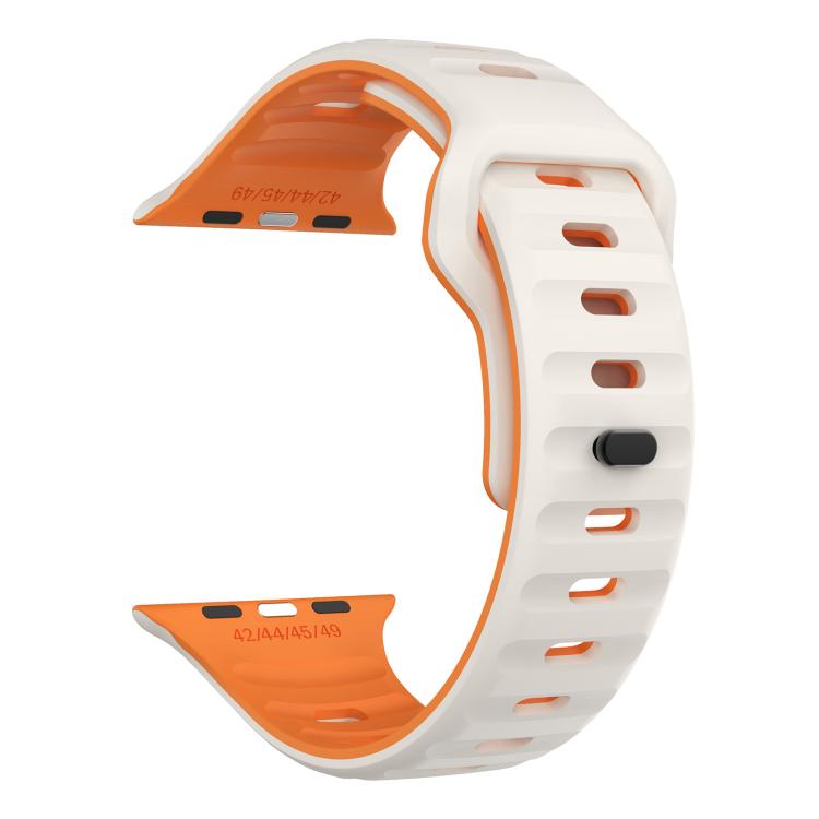 For Apple Watch 42mm / 41mm / 40mm / 38mm Kalebol Wave Reverse Buckle Two-color Silicone Strap(Starlight Orange) by Kalebol