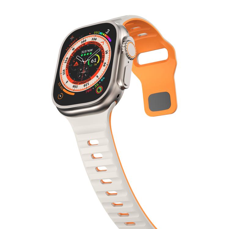 For Apple Watch 42mm / 41mm / 40mm / 38mm Kalebol Wave Reverse Buckle Two-color Silicone Strap(Starlight Orange) by Kalebol