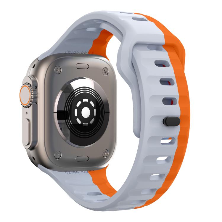 For Apple Watch 42mm / 41mm / 40mm / 38mm Kalebol Wave Reverse Buckle Two-color Silicone Strap(Wild Path Grey Orange) by Kalebol