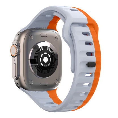For Apple Watch 42mm / 41mm / 40mm / 38mm Kalebol Wave Reverse Buckle Two-color Silicone Strap(Wild Path Grey Orange) by Kalebol