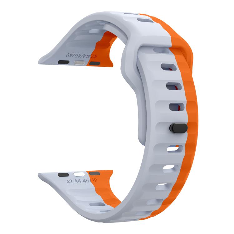 For Apple Watch 42mm / 41mm / 40mm / 38mm Kalebol Wave Reverse Buckle Two-color Silicone Strap(Wild Path Grey Orange) by Kalebol