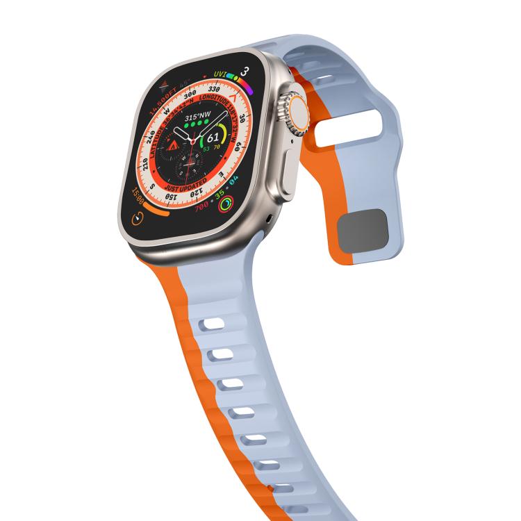 For Apple Watch 42mm / 41mm / 40mm / 38mm Kalebol Wave Reverse Buckle Two-color Silicone Strap(Wild Path Grey Orange) by Kalebol