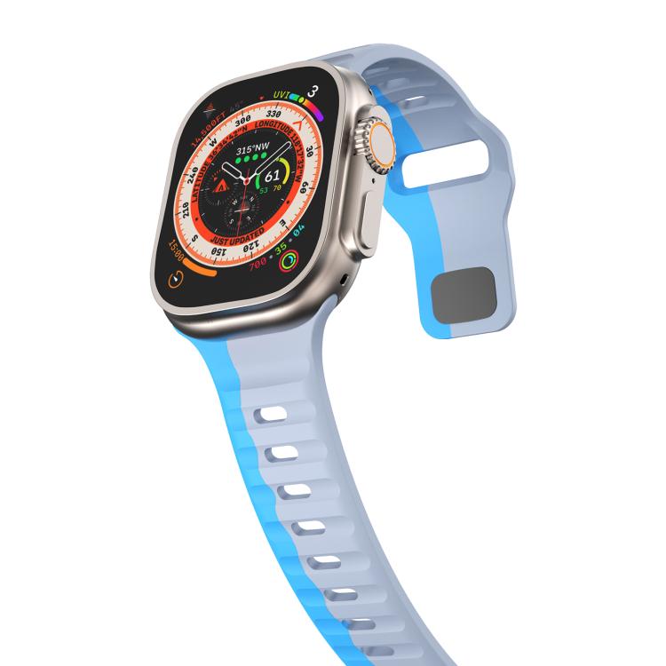 For Apple Watch 42mm / 41mm / 40mm / 38mm Kalebol Wave Reverse Buckle Two-color Silicone Strap(Wild Path Grey Blue) by Kalebol