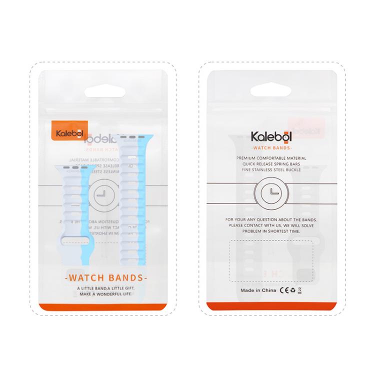For Apple Watch 46mm / 49mm / 45mm / 44mm Kalebol Wave Reverse Buckle Two-color Silicone Strap(Wild Path Grey Green) by Kalebol