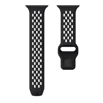 For Apple Watch 46mm / 49mm / 45mm / 44mm Kalebol Mesh Reverse Buckle Silicone Strap(Black) by Kalebol