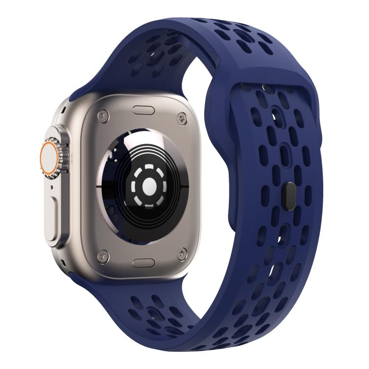 For Apple Watch 46mm / 49mm / 45mm / 44mm Kalebol Mesh Reverse Buckle Silicone Strap(Midnight Blue) by Kalebol