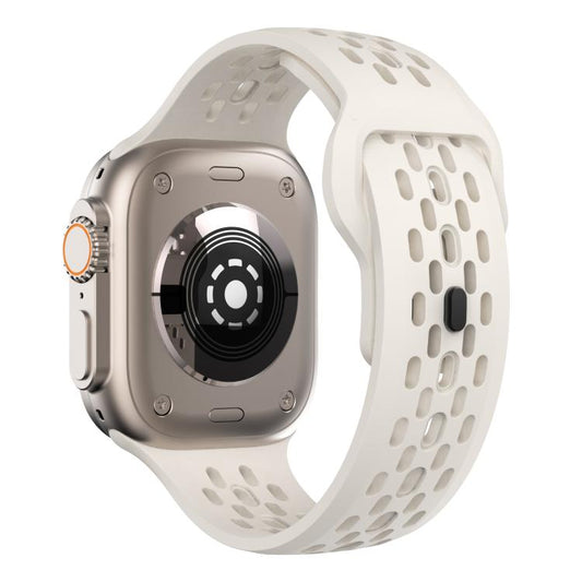 For Apple Watch 46mm / 49mm / 45mm / 44mm Kalebol Mesh Reverse Buckle Silicone Strap(Starlight) by Kalebol