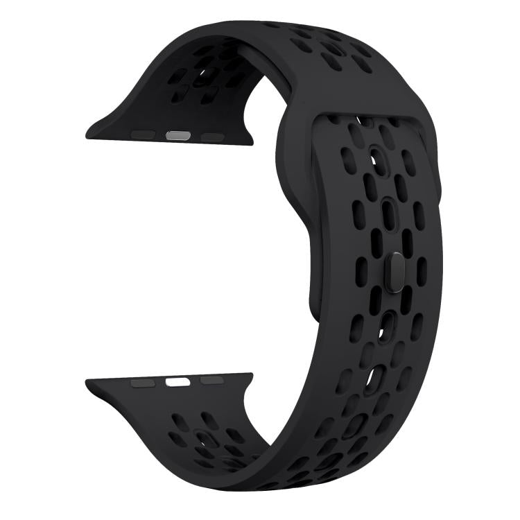 For Apple Watch 42mm / 41mm / 40mm / 38mm Kalebol Mesh Reverse Buckle Silicone Strap(Black) by Kalebol