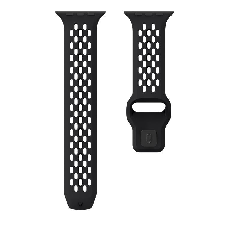 For Apple Watch 42mm / 41mm / 40mm / 38mm Kalebol Mesh Reverse Buckle Silicone Strap(Black) by Kalebol
