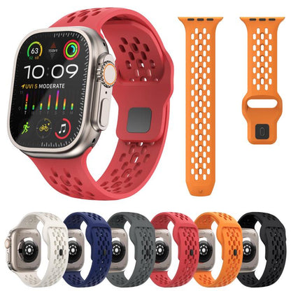 For Apple Watch 42mm / 41mm / 40mm / 38mm Kalebol Mesh Reverse Buckle Silicone Strap(Red) by Kalebol