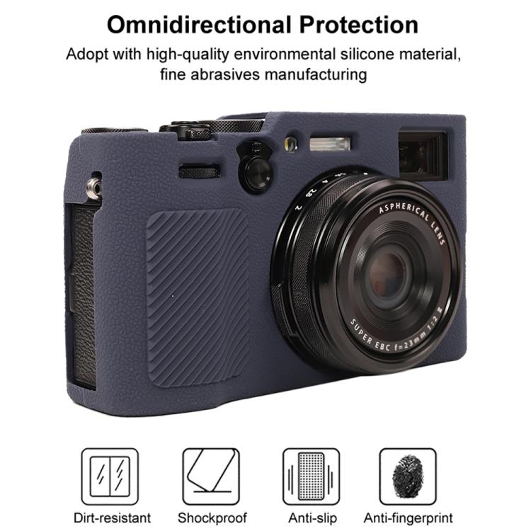 For FUJIFILM X100VI Litchi Texture Soft Silicone Protective Case(Dark Blue) by bashfashion