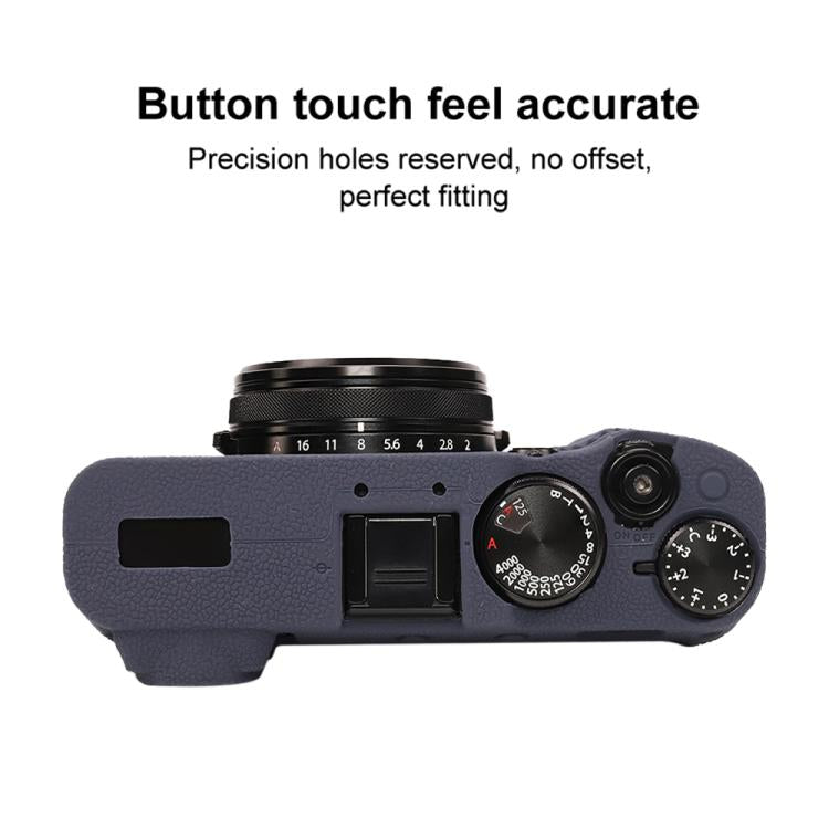 For FUJIFILM X100VI Litchi Texture Soft Silicone Protective Case(Dark Blue) by bashfashion
