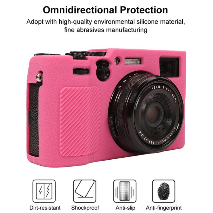 For FUJIFILM X100VI Litchi Texture Soft Silicone Protective Case(Rose Red) by bashfashion