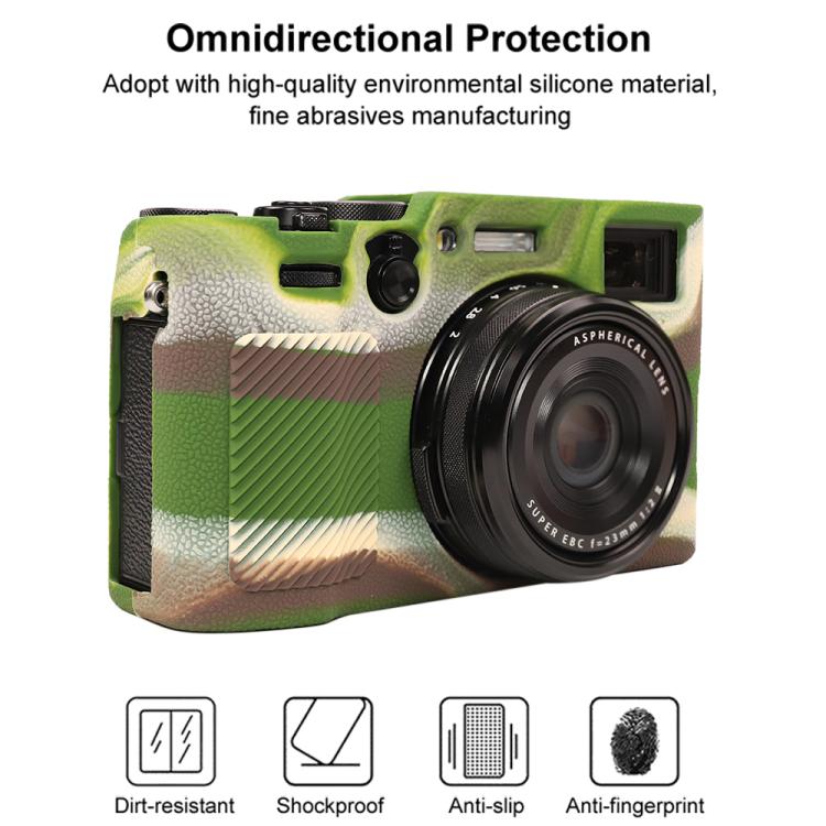 For FUJIFILM X100VI Litchi Texture Soft Silicone Protective Case(Camouflage) by bashfashion