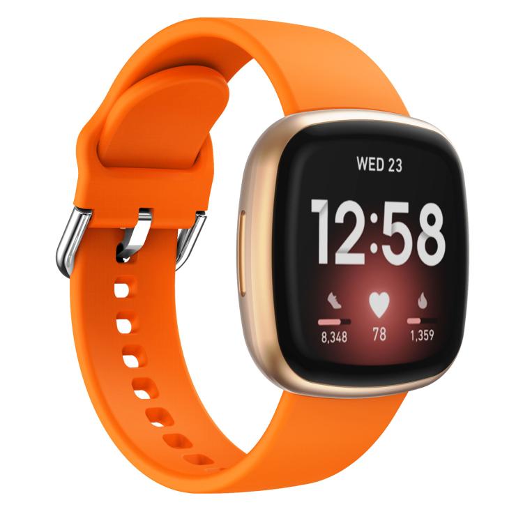 Kalebol Pin Buckle Silicone Watch Band For Fitbit Versa 3 / 4(Orange) by Kalebol
