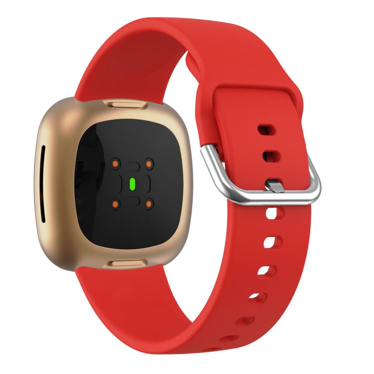Kalebol Pin Buckle Silicone Watch Band For Fitbit Versa 3 / 4(Red) by Kalebol