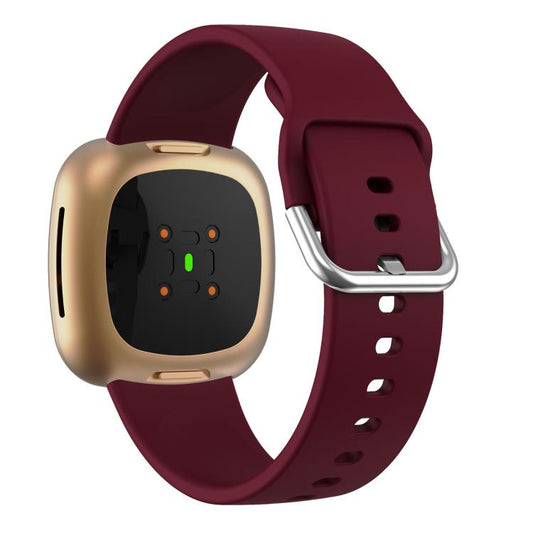 Kalebol Pin Buckle Silicone Watch Band For Fitbit Versa 3 / 4(Wine Red) by Kalebol