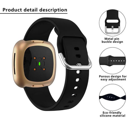 Kalebol Pin Buckle Silicone Watch Band For Fitbit Versa 3 / 4(Wine Red) by Kalebol