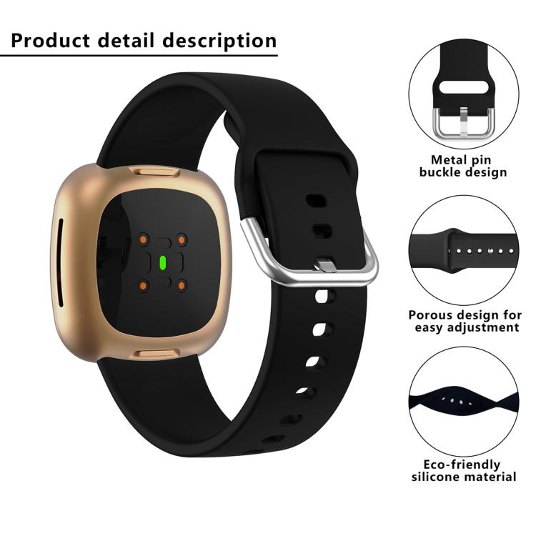 Kalebol Pin Buckle Silicone Watch Band For Fitbit Versa 3 / 4(Pink) by Kalebol